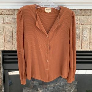 Vintage Jolie Fille 100% silk blouse size 36. Made in France. Brown/copper.